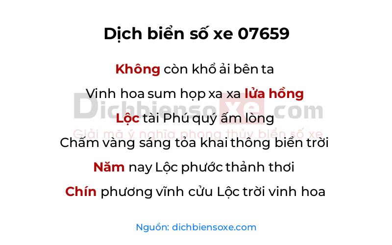 Dịch thơ biển số 07659