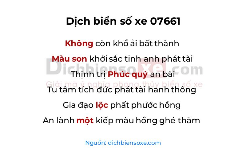 Dịch thơ biển số 07661