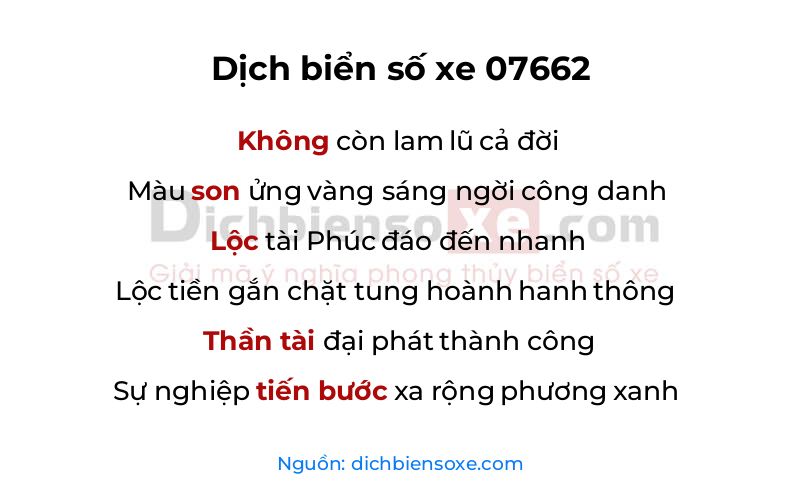 Dịch thơ biển số 07662