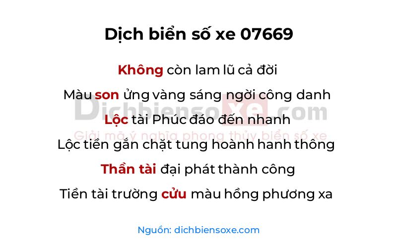 Dịch thơ biển số 07669