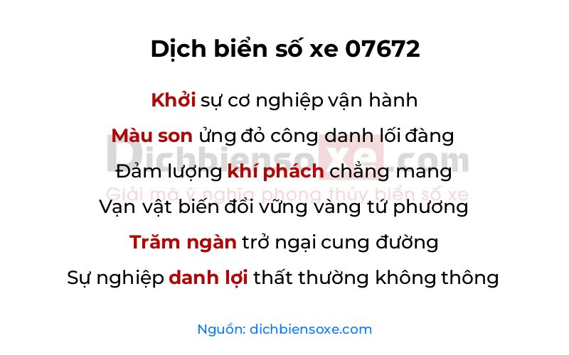 Dịch thơ biển số 07672