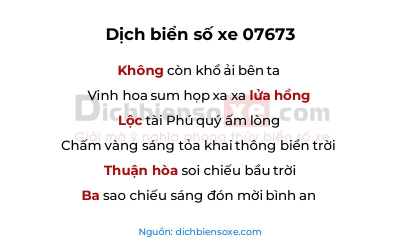 Dịch thơ biển số 07673