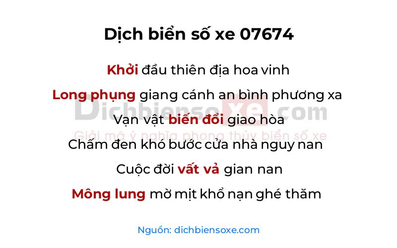 Dịch thơ biển số 07674