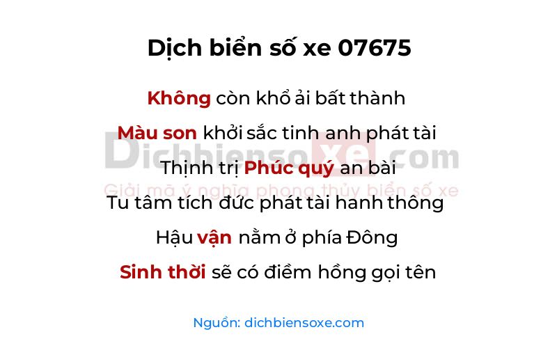 Dịch thơ biển số 07675