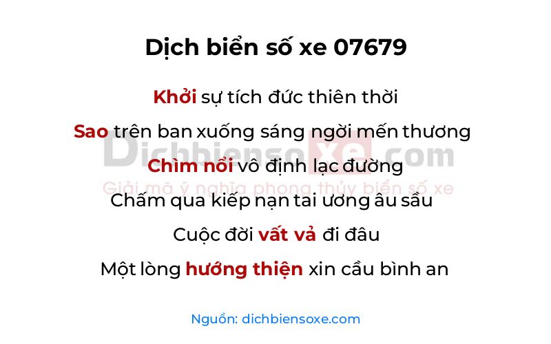 Dịch thơ biển số 07679