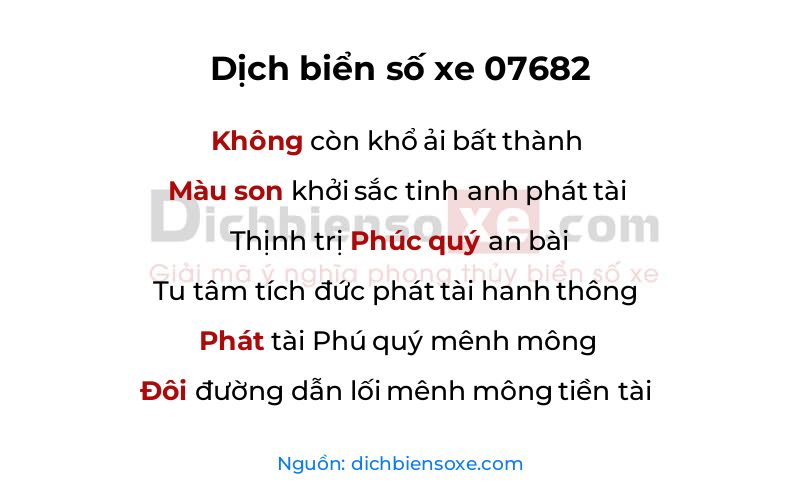 Dịch thơ biển số 07682