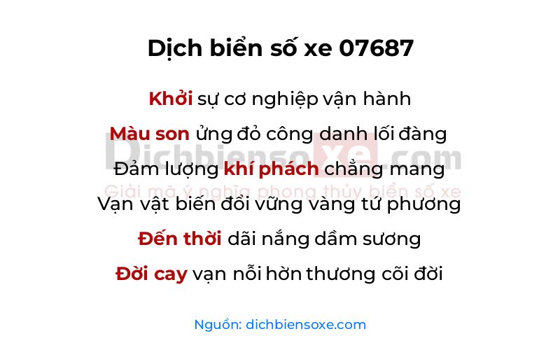 Dịch thơ biển số 07687