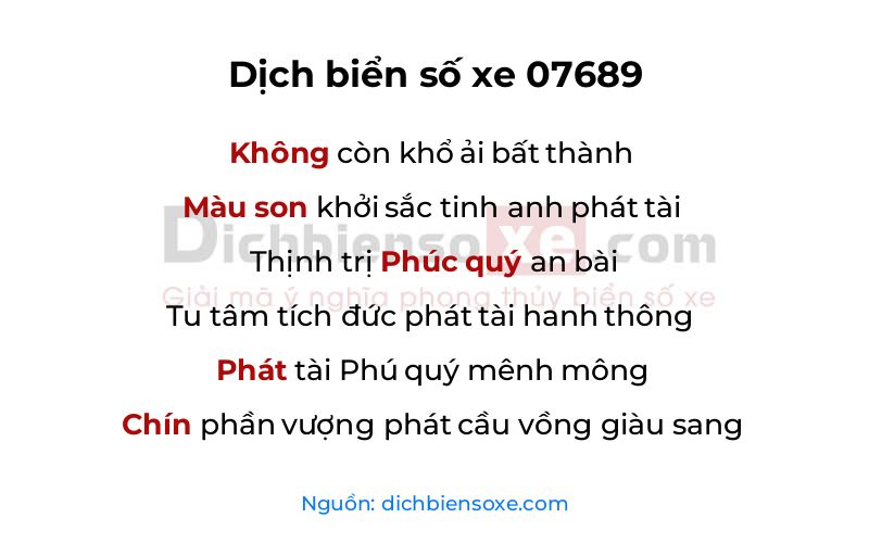 Dịch thơ biển số 07689
