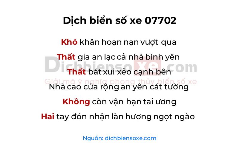 Dịch thơ biển số 07702