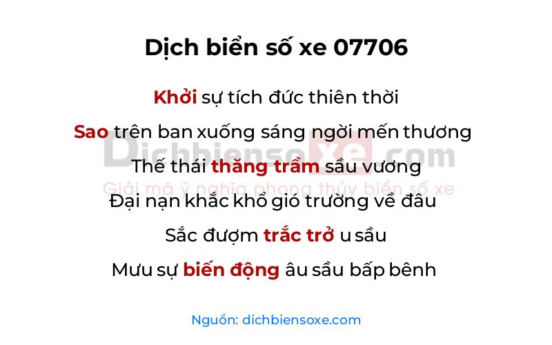 Dịch thơ biển số 07706