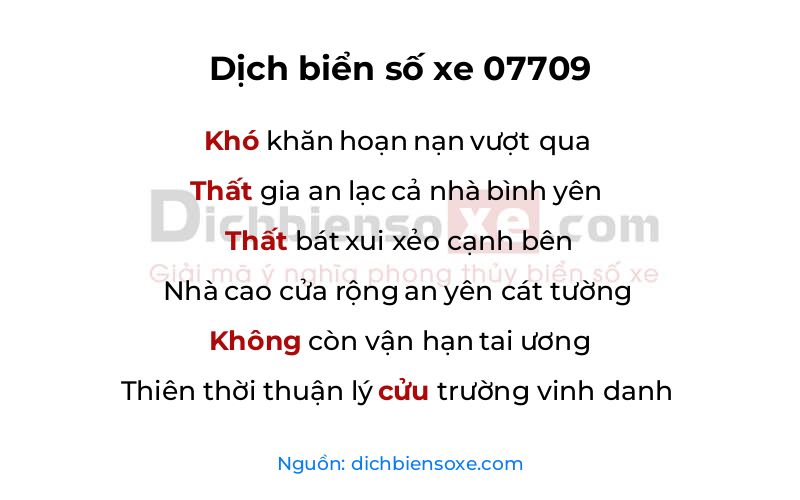 Dịch thơ biển số 07709