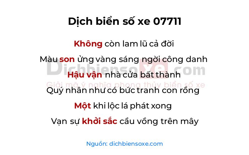 Dịch thơ biển số 07711