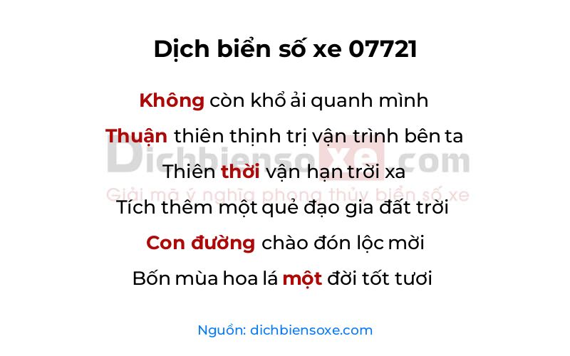 Dịch thơ biển số 07721
