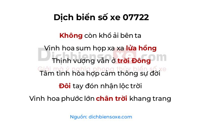 Dịch thơ biển số 07722