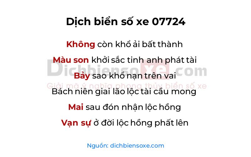 Dịch thơ biển số 07724