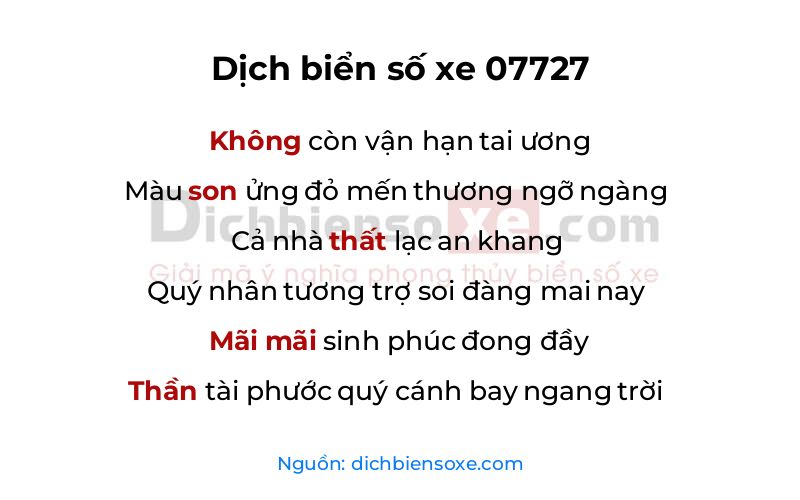 Dịch thơ biển số 07727