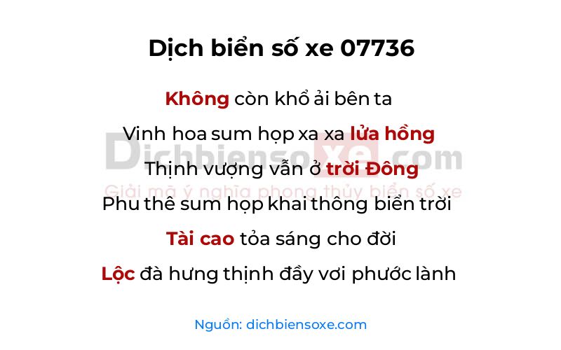 Dịch thơ biển số 07736