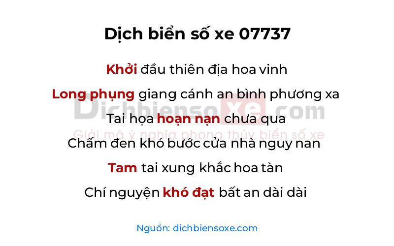 Dịch thơ biển số 07737