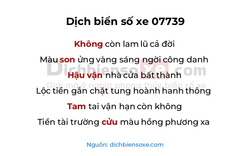 Dịch thơ biển số 07739