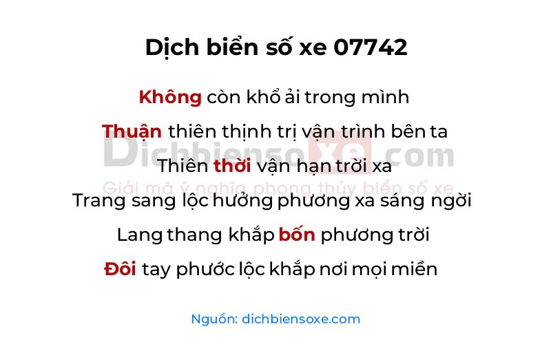 Dịch thơ biển số 07742