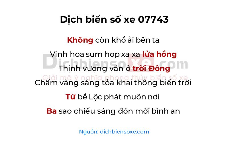 Dịch thơ biển số 07743