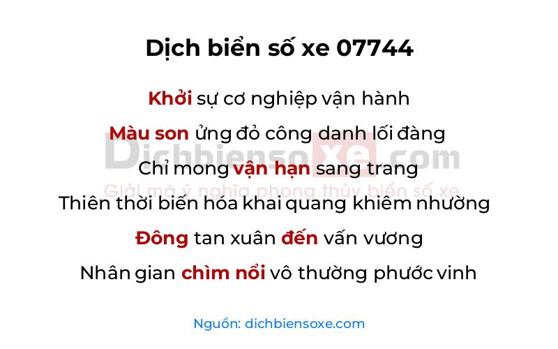 Dịch thơ biển số 07744