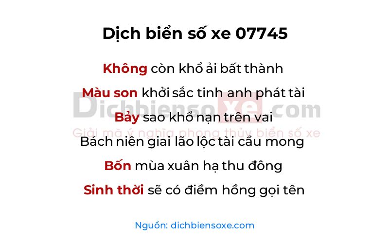 Dịch thơ biển số 07745