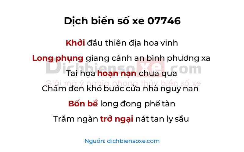 Dịch thơ biển số 07746