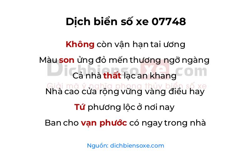 Dịch thơ biển số 07748