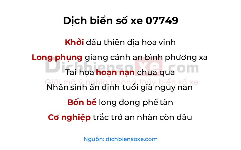 Dịch thơ biển số 07749