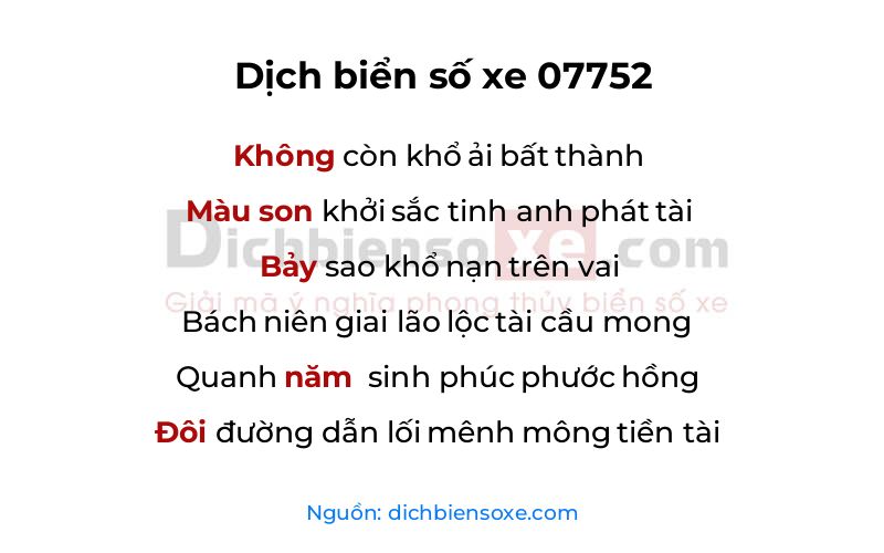 Dịch thơ biển số 07752
