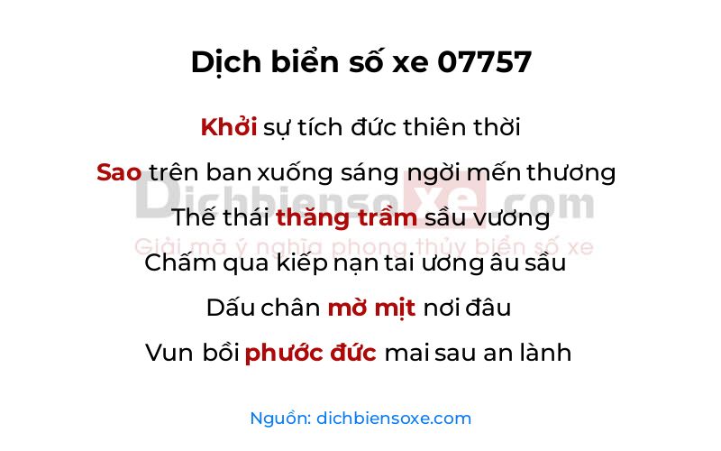 Dịch thơ biển số 07757