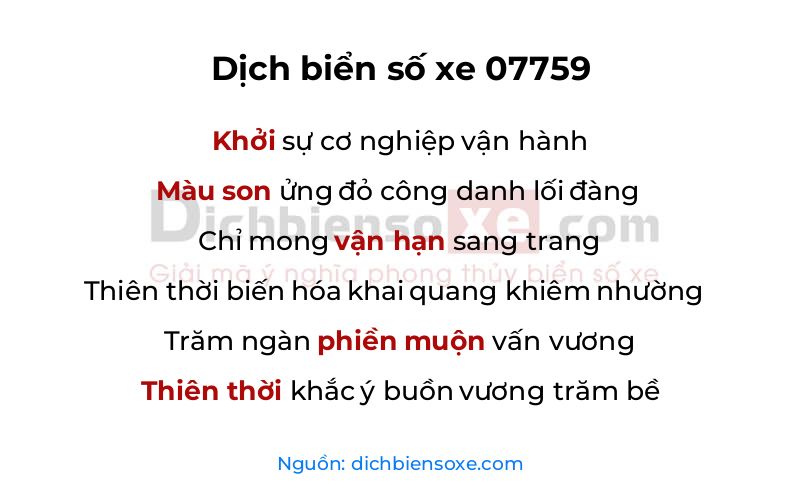 Dịch thơ biển số 07759