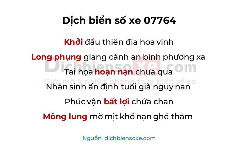 Dịch thơ biển số 07764
