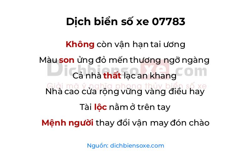 Dịch thơ biển số 07783