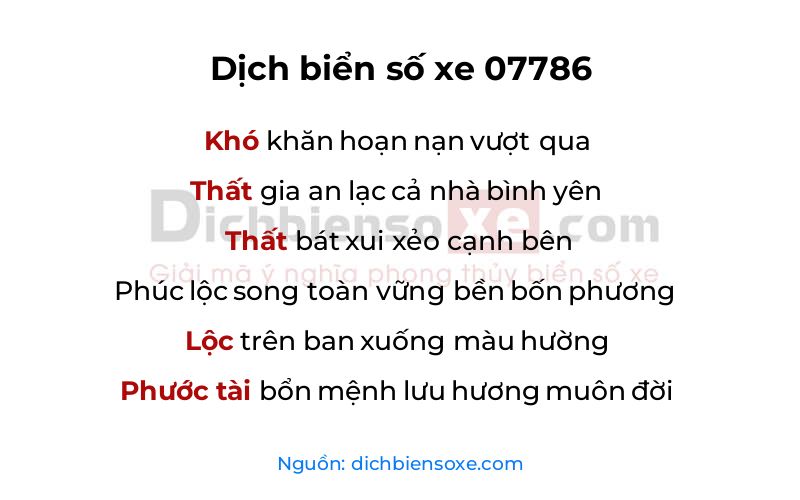 Dịch thơ biển số 07786
