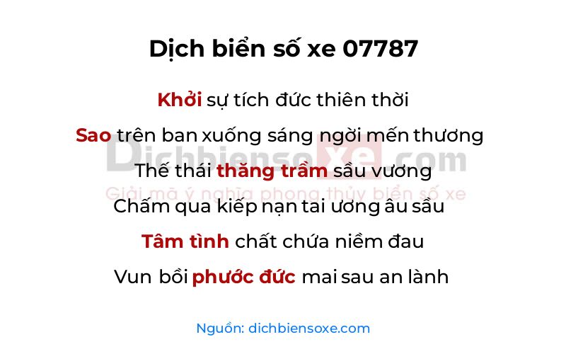 Dịch thơ biển số 07787