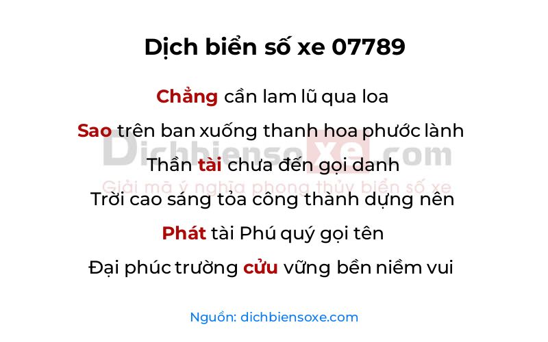 Dịch thơ biển số 07789