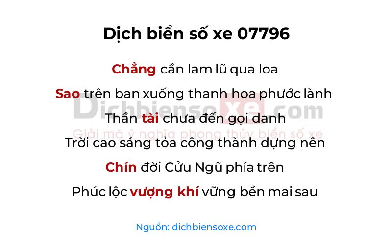 Dịch thơ biển số 07796