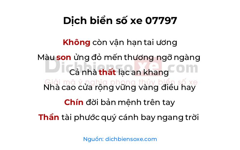 Dịch thơ biển số 07797
