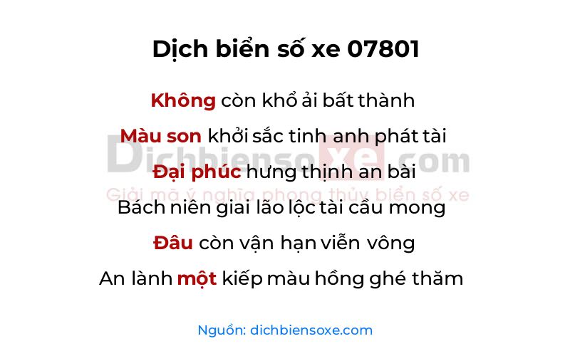 Dịch thơ biển số 07801
