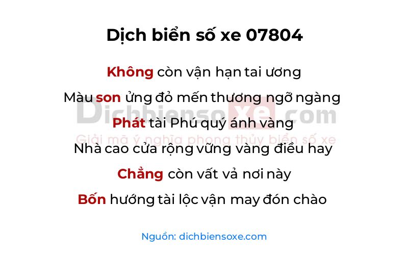 Dịch thơ biển số 07804