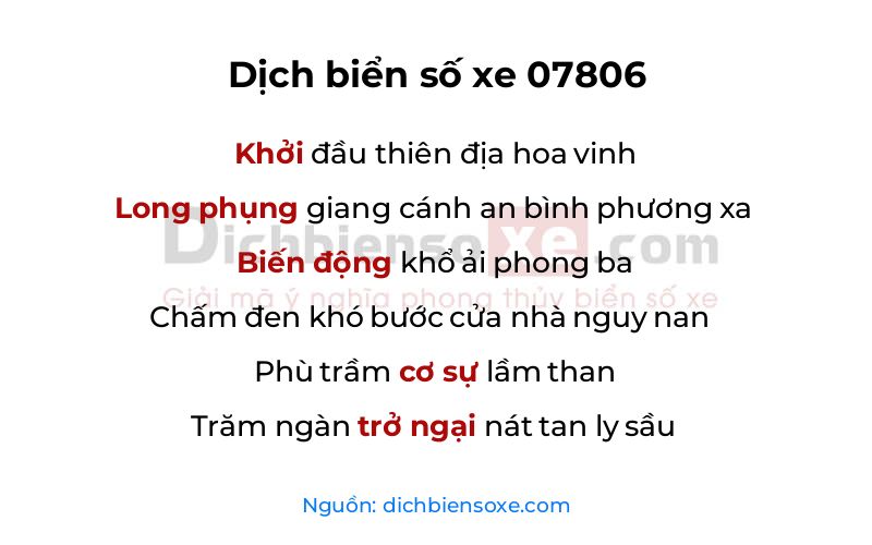 Dịch thơ biển số 07806