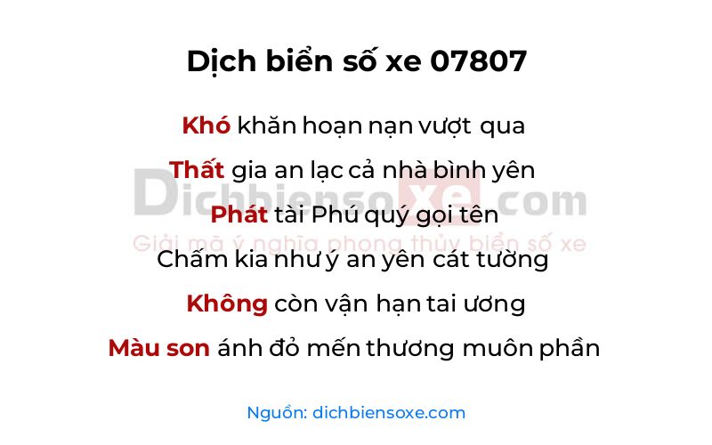Dịch thơ biển số 07807