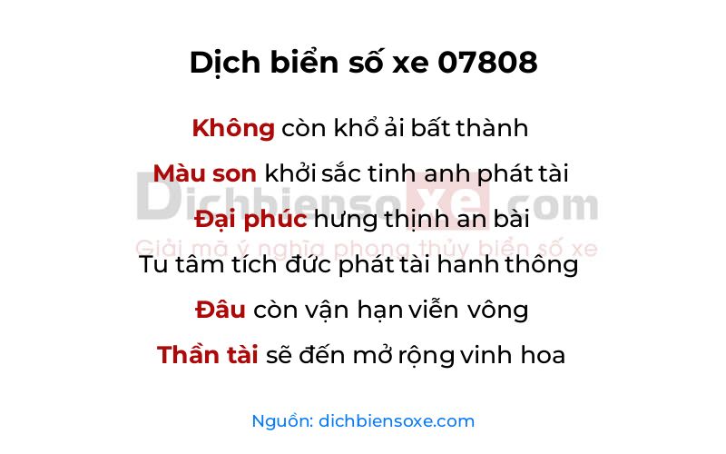 Dịch thơ biển số 07808