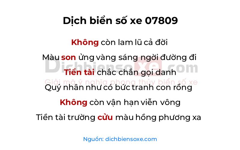 Dịch thơ biển số 07809