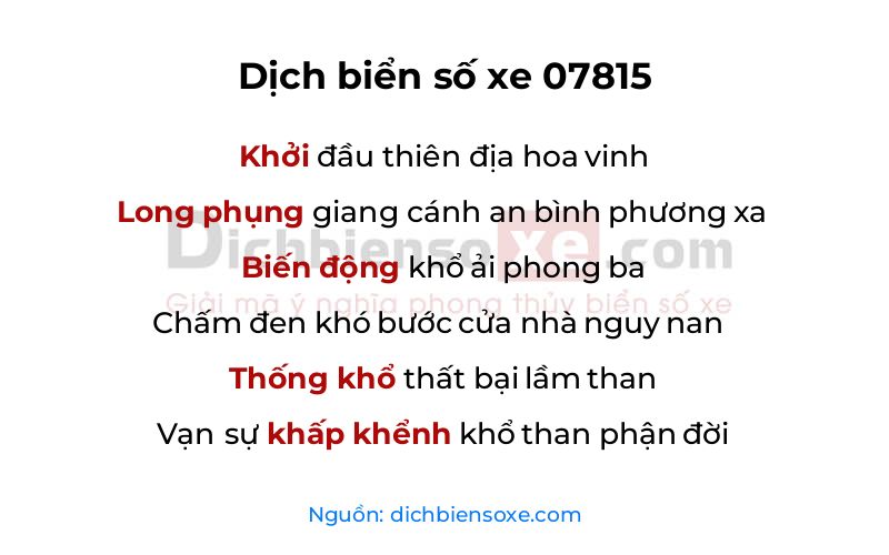 Dịch thơ biển số 07815