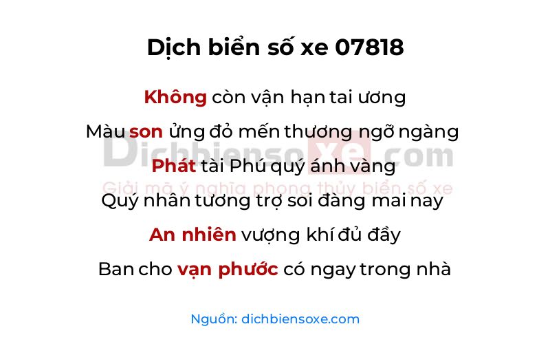Dịch thơ biển số 07818