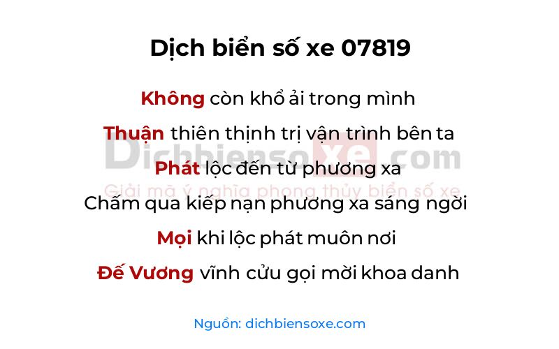 Dịch thơ biển số 07819