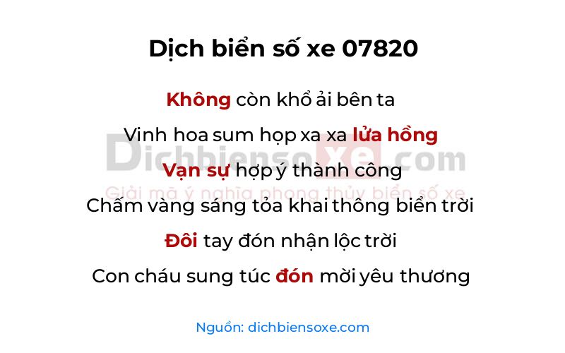 Dịch thơ biển số 07820
